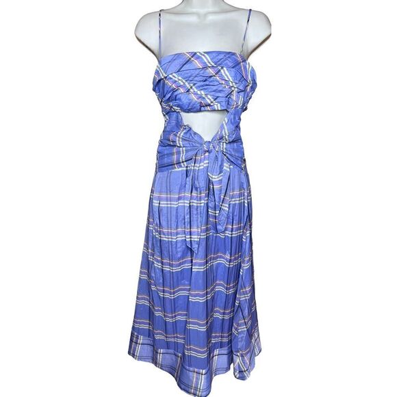 Cinq a Sept 5a7 Loise Purple Plaid MIDI Dress NWT Size 0 - Picture 5 of 10